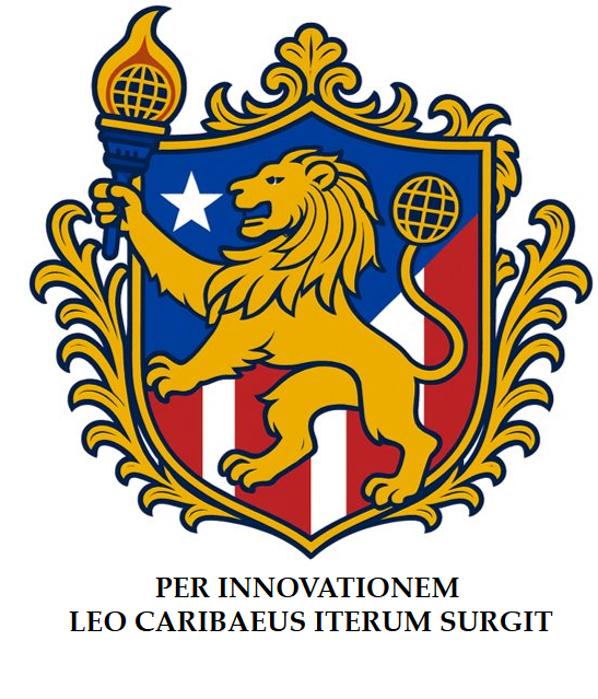 PR Digital Free Trade Zone logo: Per Innovationem Leo Caribaeus Iterum Surgit